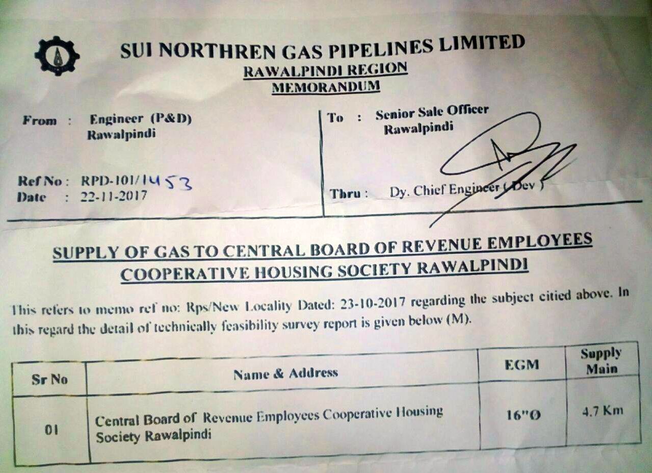 Approval of Sui Gas Connection for Phase-II